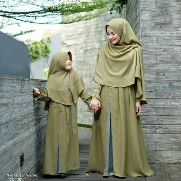 Baju Couple Ibu Dan Anak Perempuan Muslim Gamis Syari Pakaian Lebaran