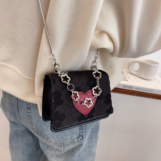 Bag Mini Heart Patch Detail Flap Square Bag Crossbody Bag 10048