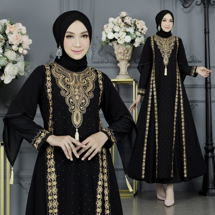 Gamis Abaya Turkey Hitam Sultan - Hitam, L(V9H6) Gamis Abaya Putih Gamis Turki Terbaru Abaya Mewah G