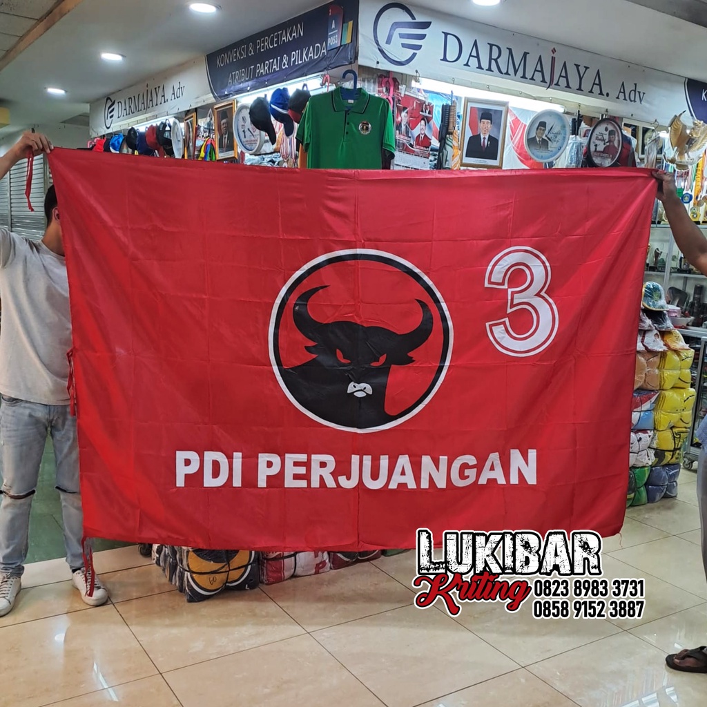 Jual bendera partai PDI PERJUANGAN ukuran 150x225cm | Shopee Indonesia
