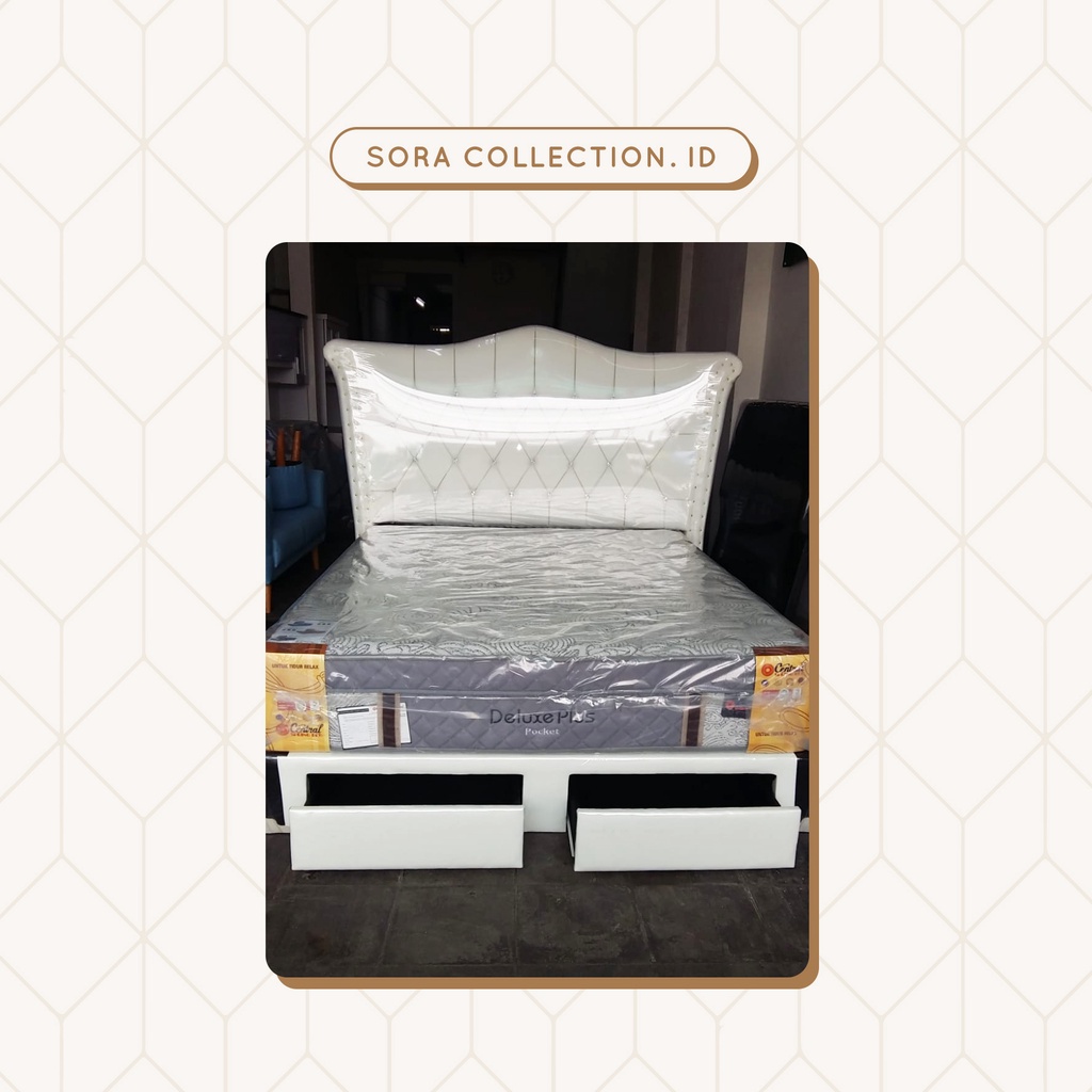 Divan Laci + Sandaran Jaguar Wings - Rangka Tempat Tidur Uk 160x200 cm