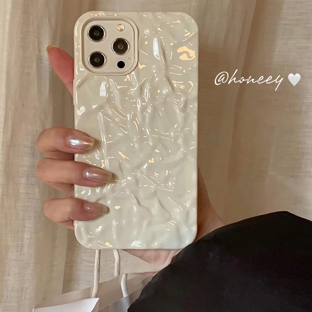 Fashion 3D Pleats Kulit Ponsel Case Kompatibel Untuk Iphone14 13 12 11 Pro Max iPhone 12 Matte Shockproof Lembut Bumper TPU Penutup Belakang