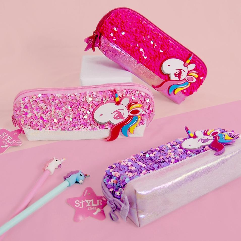 

Unicorn tempat pencil manik/ pencil case unicorn sequin 6626/6600