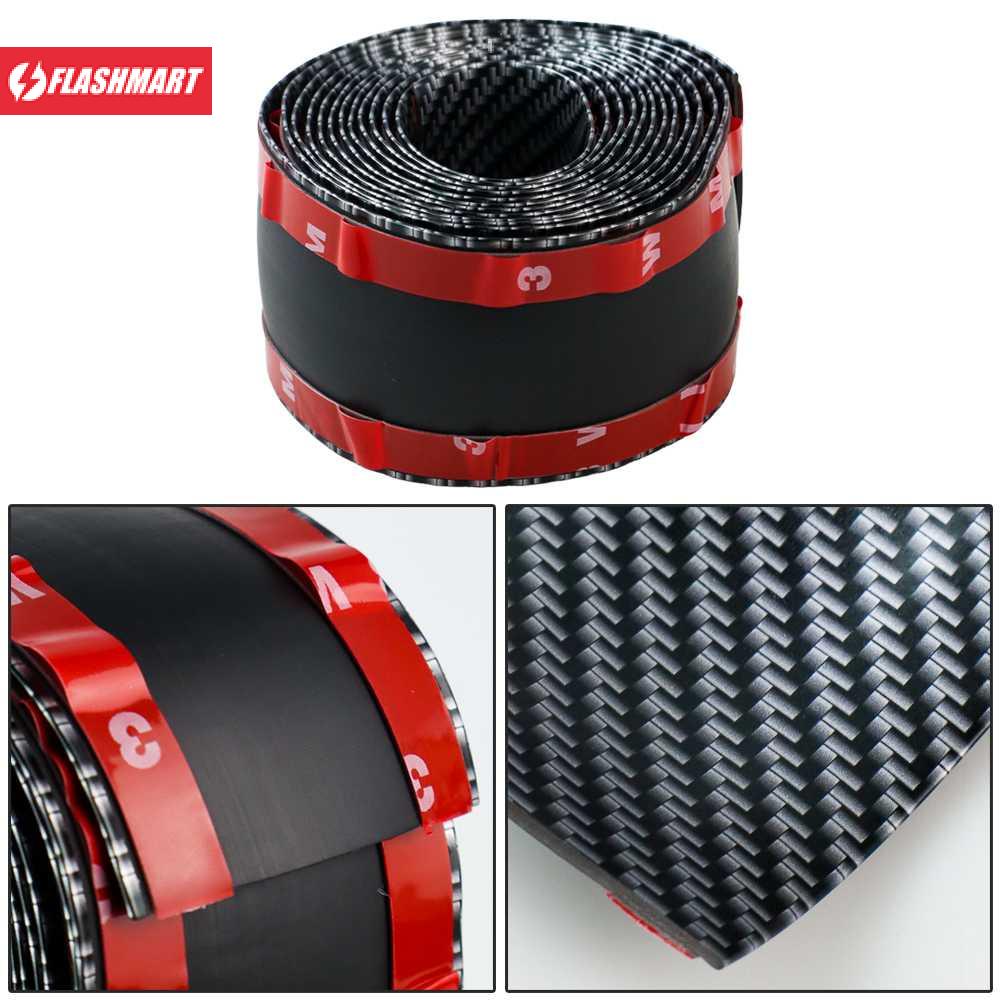 Flashmart Stiker Vinyl Mobil Carbon Fiber Rubber Strip Bumper Guard 5 x 250 cm - C38404