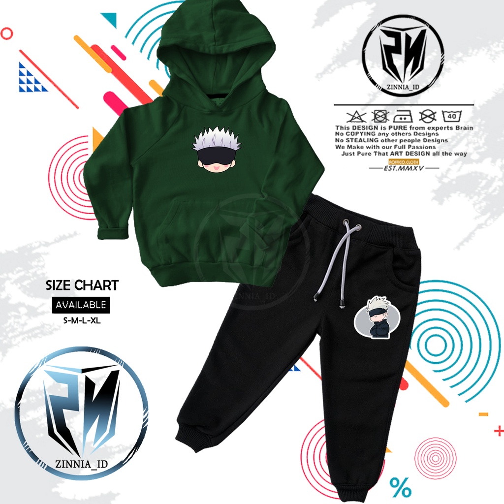 ONE SET ANAK / SETELAN SWEATER ANAK JAKET HOODIE ANAK KARTUN Anime MANGA jujutsu kaisen satoru gojo