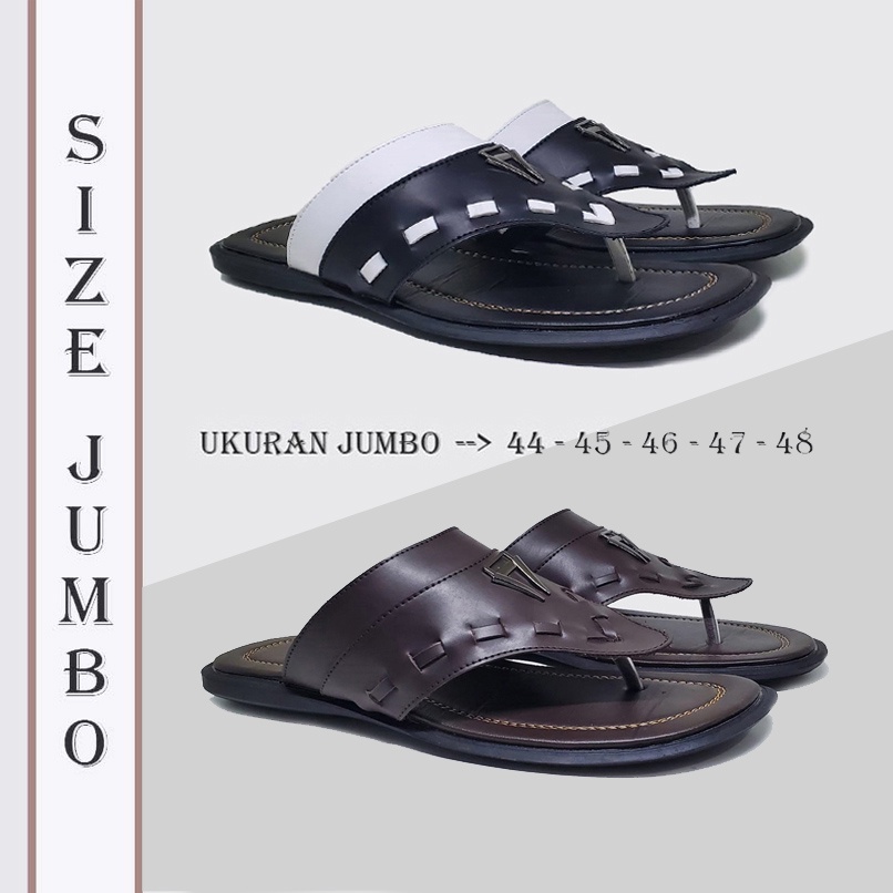 CALVIN X ZAGIB BIG SIZE | Sandal Pria Asli Kulit Type Jepit / Sendal Santai Harian Cowo Ukuran Besar 44-48