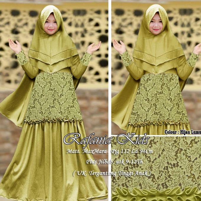 GAMIS ANAK/ GAMIS SYARI BRUKAT RAFANIA HIJAU LUMUT/ GAMIS PESTA