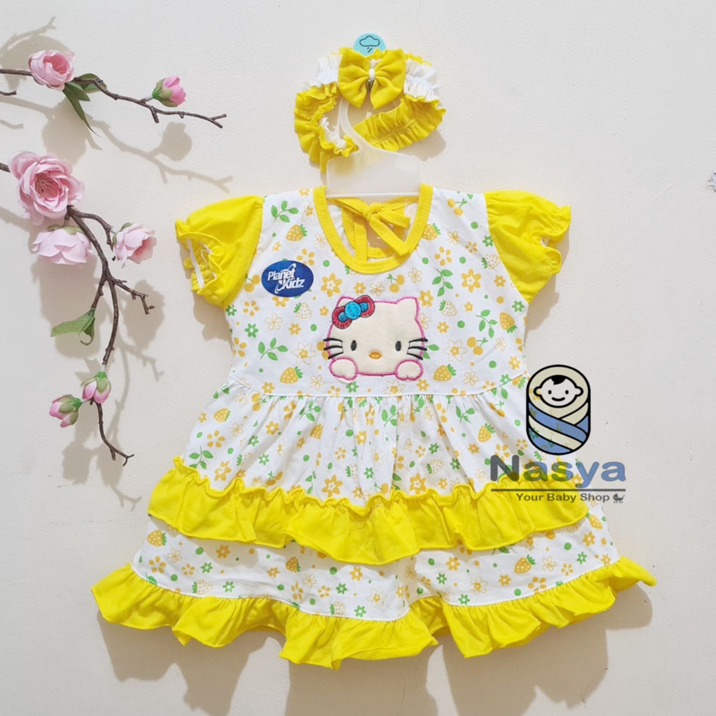 [P-008B] Dress Bayi (0-6 bulan) hello kitty lucu / Setelan Bayi Perempuan Pita &amp; Animal