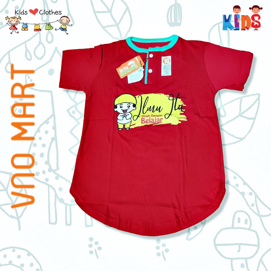 PAKAIAN GAMIS MUSLIM ANAK LAKI-LAKI USIA 5-8 TAHUN - BAJU GAMIS ANAK LITTLE SUNSHINE BAHAN KAOS LENT