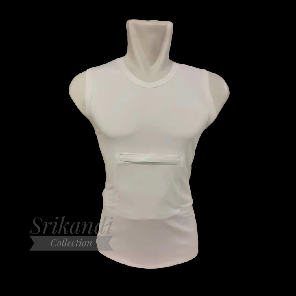 Kaos Haji dan Umroh Pria singlet tanpa lengan dengan kantong depan ada resleting