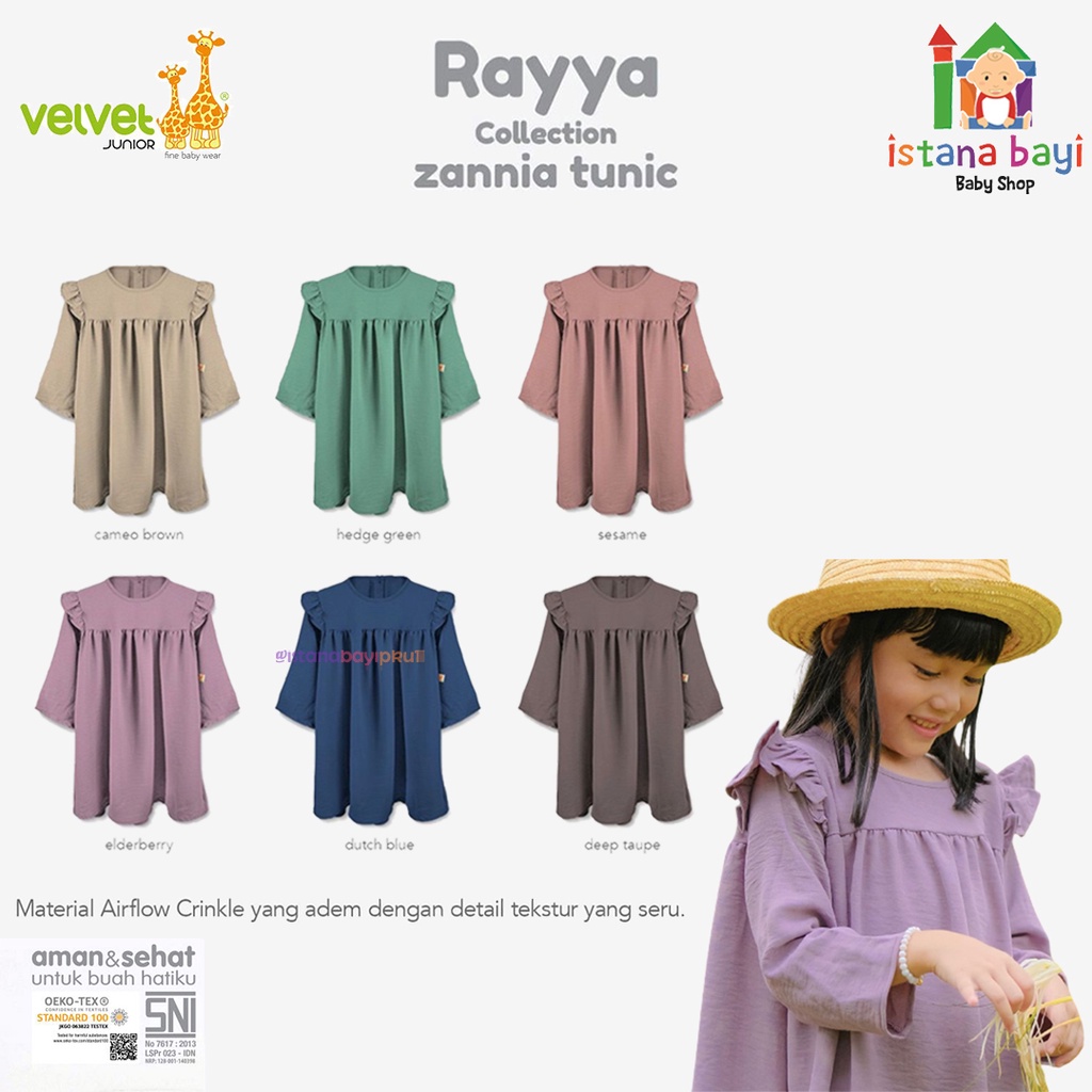 VELVET ZANNIA TUNIC ANAK / VELVET JUNIOR RAYYA COLLECTION / IED COLLECTION