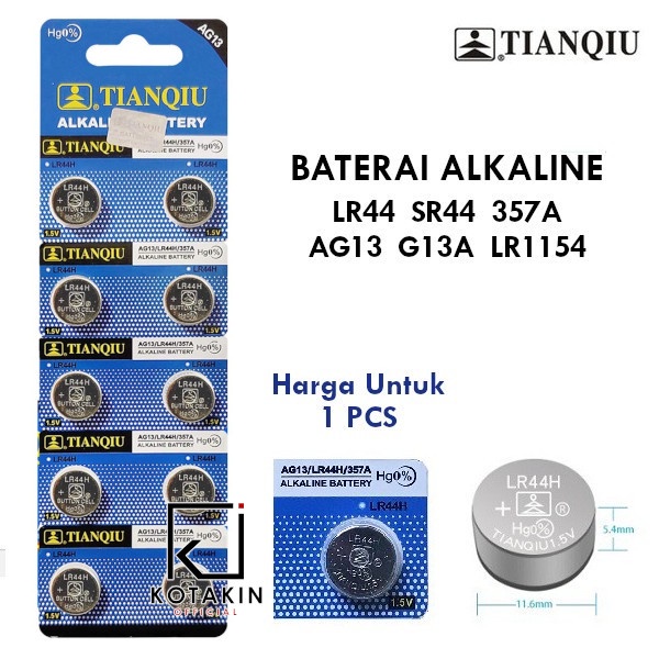 Baterai Kancing LR44 / Battery AG13 SR44 Tianqiu