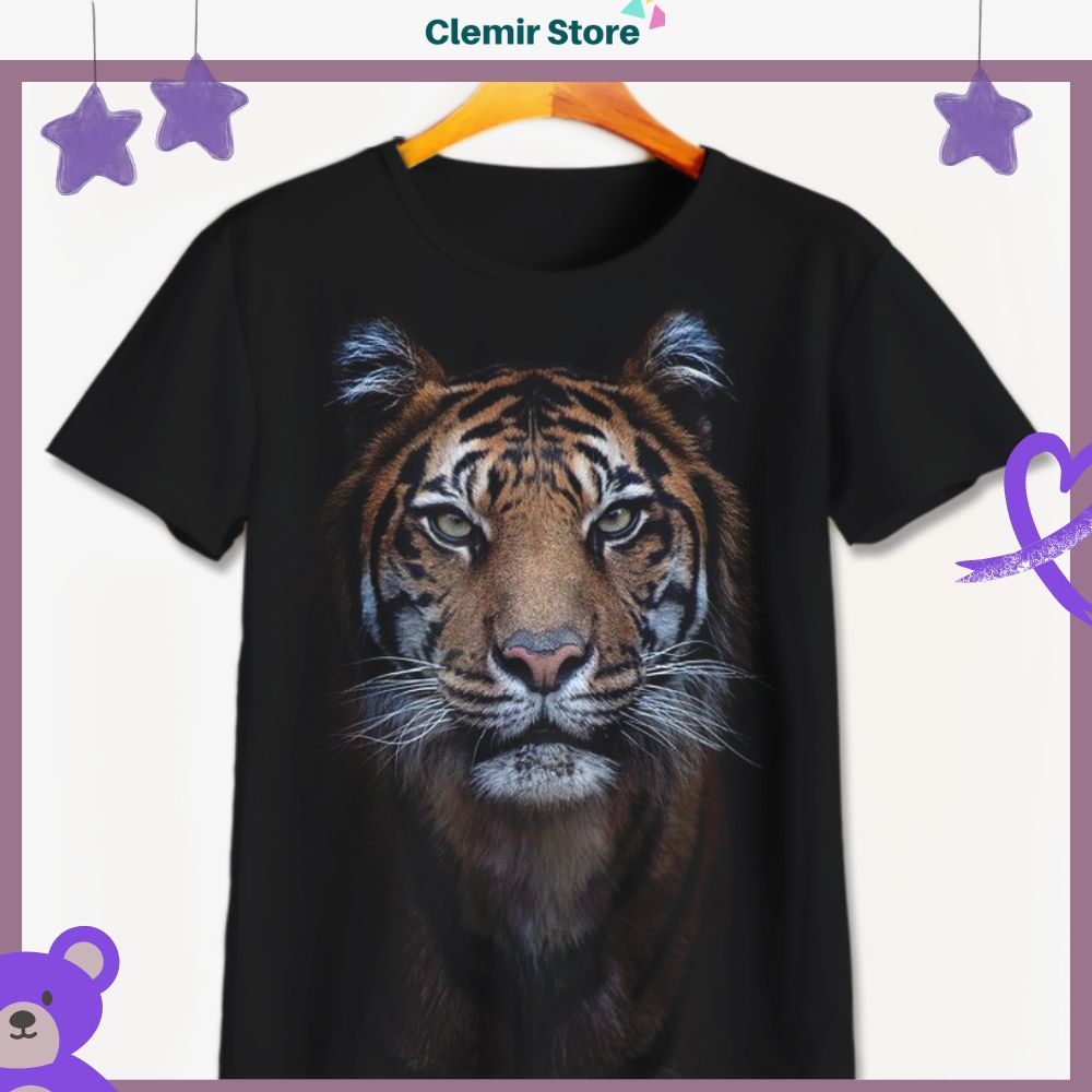 Kaos 3D Anak Gambar Harimau Tiger - Baju 3D Hewan Maung Macan V16 Untuk Usia 1-12 Tahun Unisex