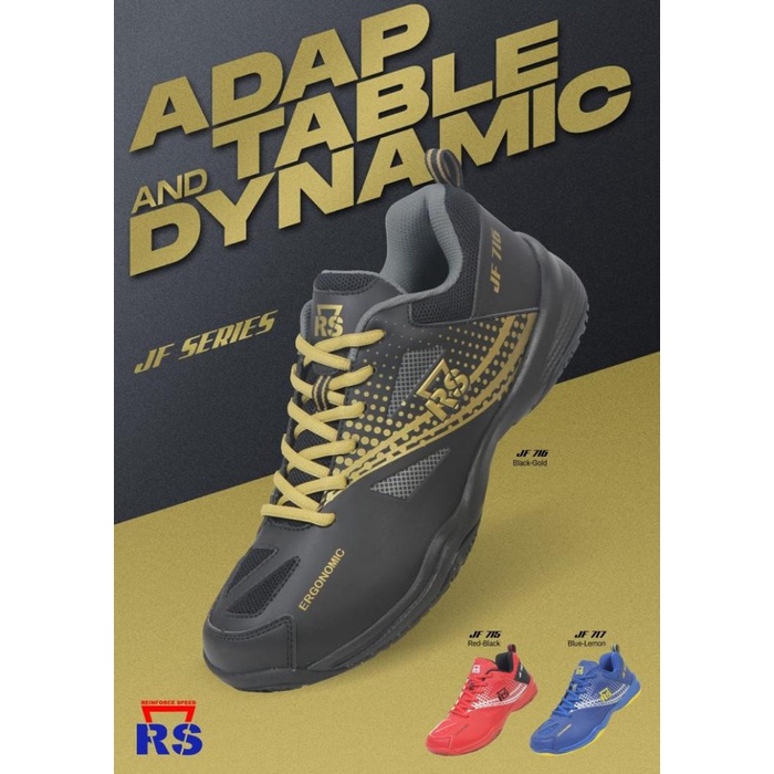 {MentariStore} Sepatu Badminton RS JF 716 / JF716 Original - Hitam 39 Limited