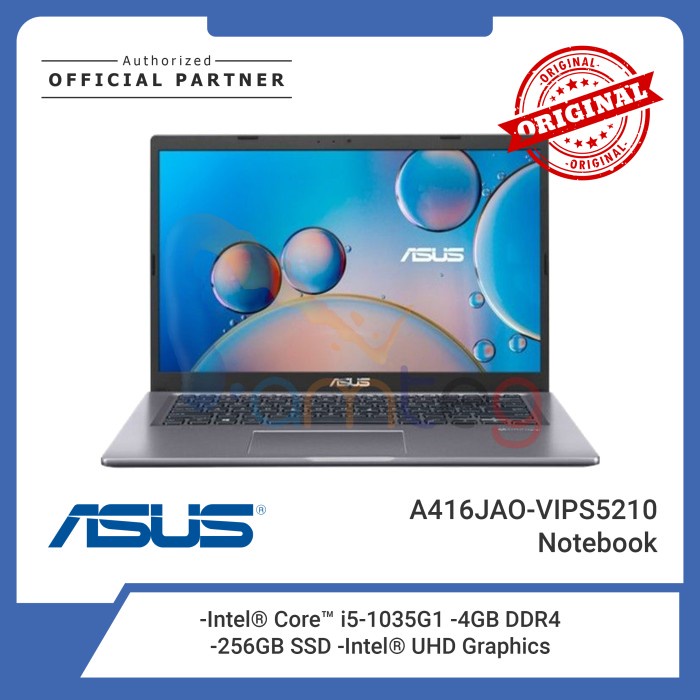 ASUS Laptop A416JAO-VIPS5210 / Core i5 1035G1 /4GB / 256GB SSD/ W11