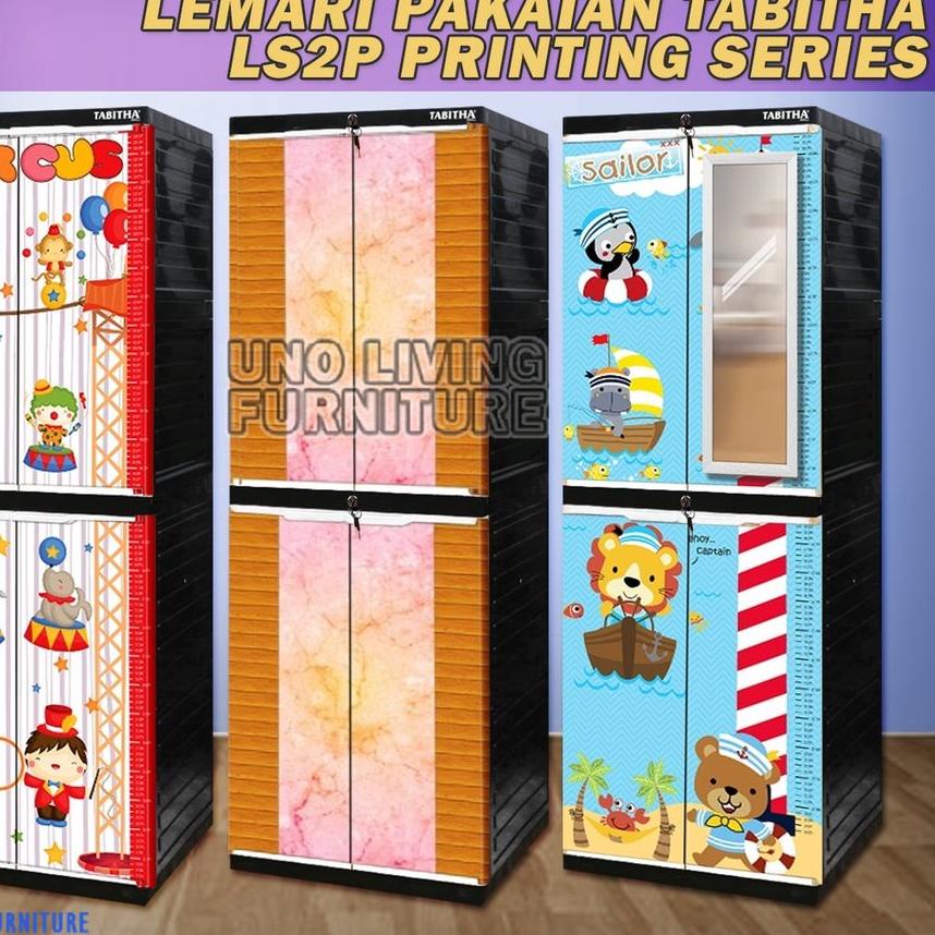 ✶ TABITHA LS2P PRINTING MOTIF KARAKTER LEMARI ANAK 4 SUSUN LEMARI PAKAIAN LEMARI SERBAGUNA ۞