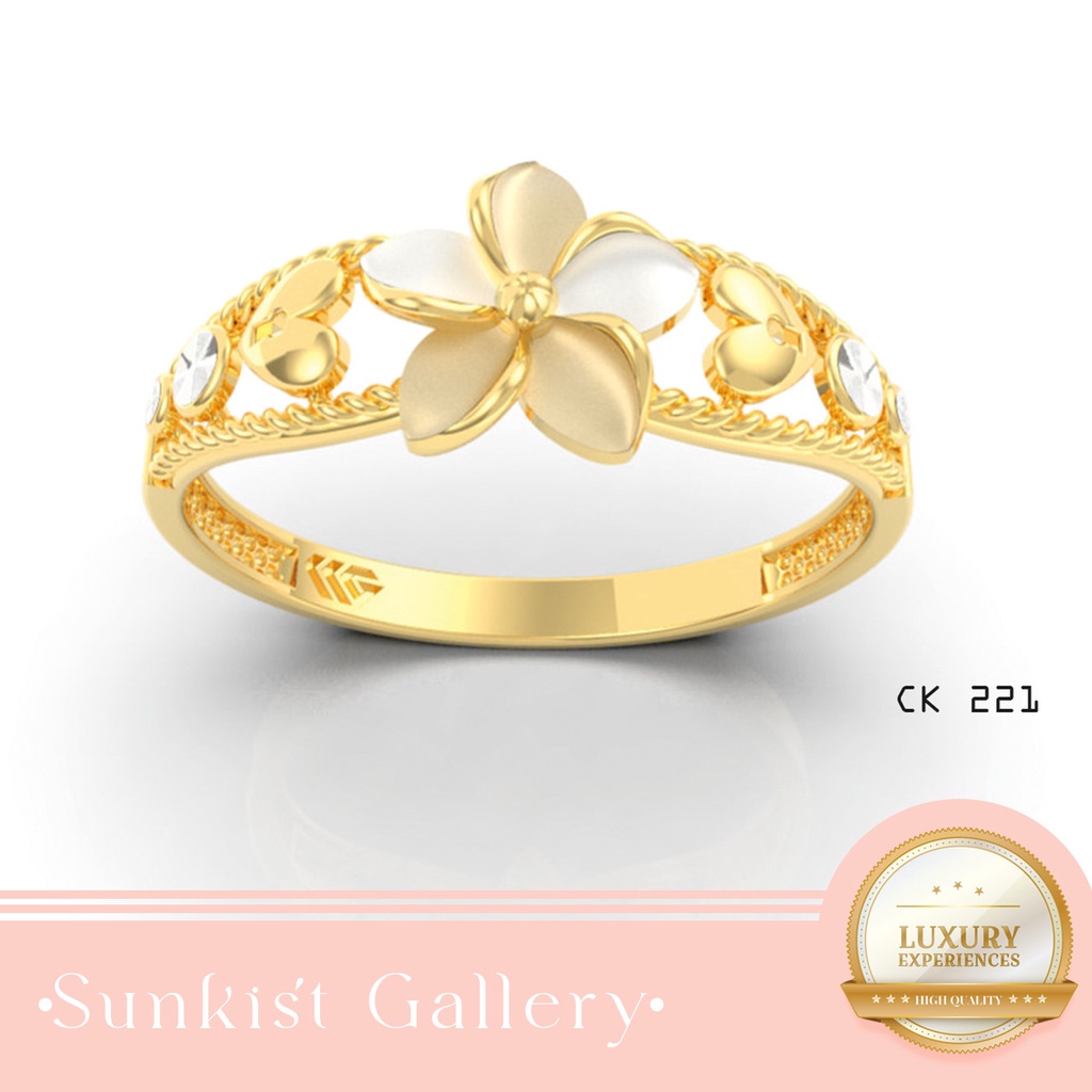 CINCIN BUNGA EMAS ASLI KADAR 8K /375 & KADAR 6K /300 CINCIN WANITA EMAS MODELBUNGA CANTIK TERBARU CI