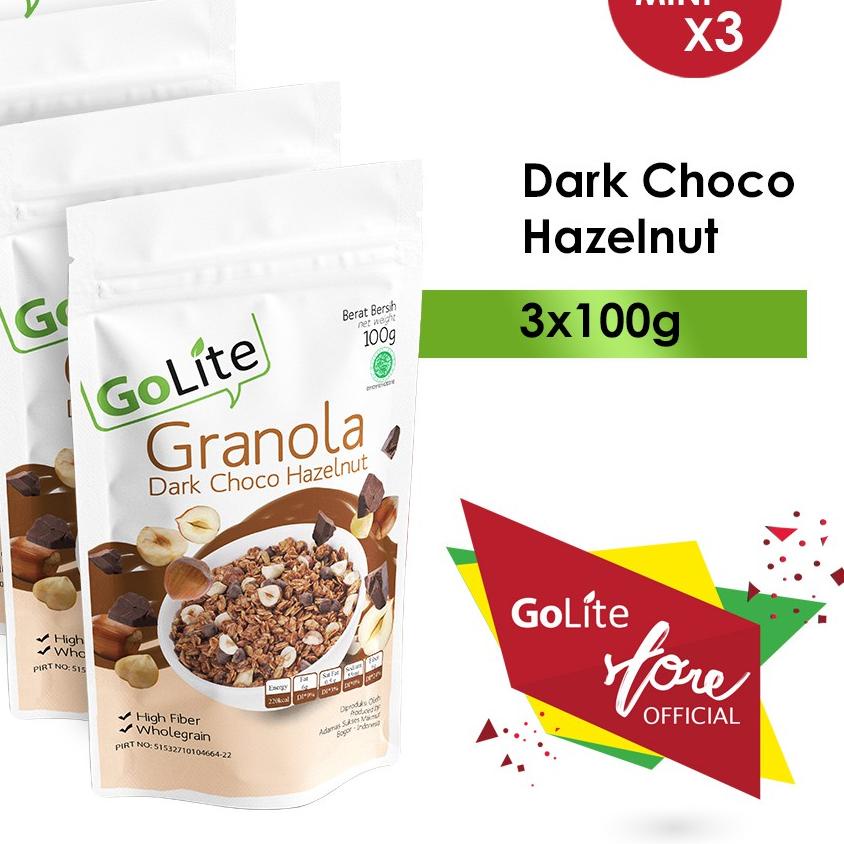 

➽ Granola GoLite Dark Choco Hazelnut Toasted Muesli 100g (Triple Pack) ۩