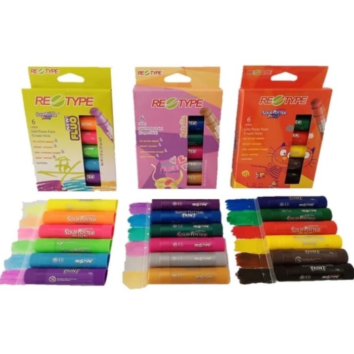 

Crayon Retype 6Pc Solid Poster Colour Paint Washable Mirip Crayon Gel Mapped