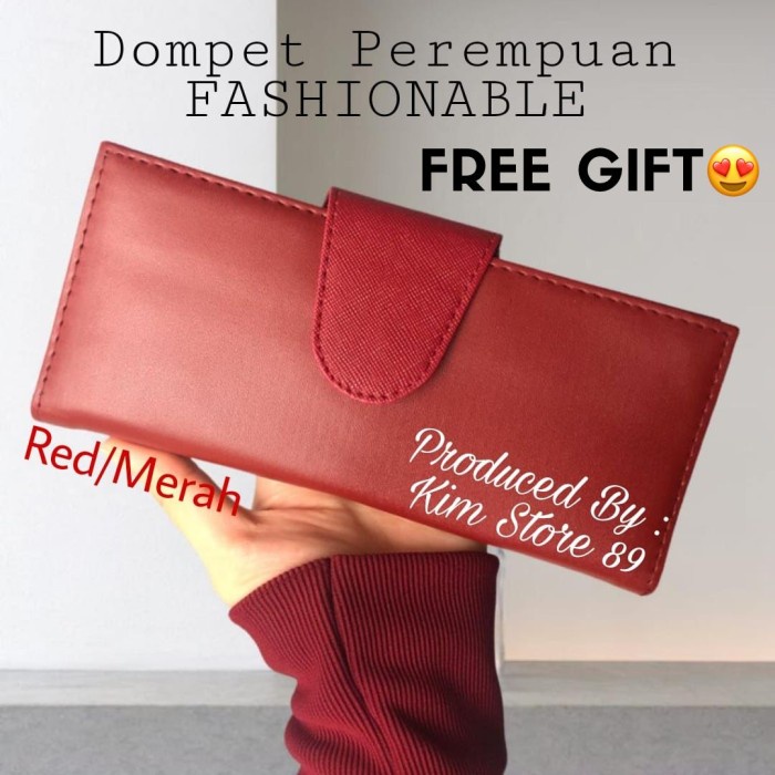 dompet panjang wanita LIDAH KANCING FASHION MERAH O6P5 viral terbaru lucu elegan dan mewah original 