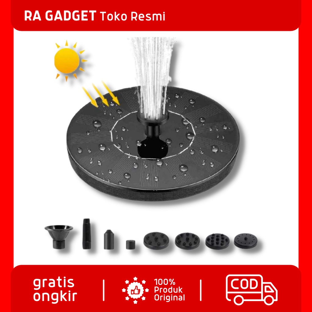 Air Mancur Kolam Tenaga Surya Solar Water Fountain / Pompa Air Mancur Surya Panel Solar Cell Matahar