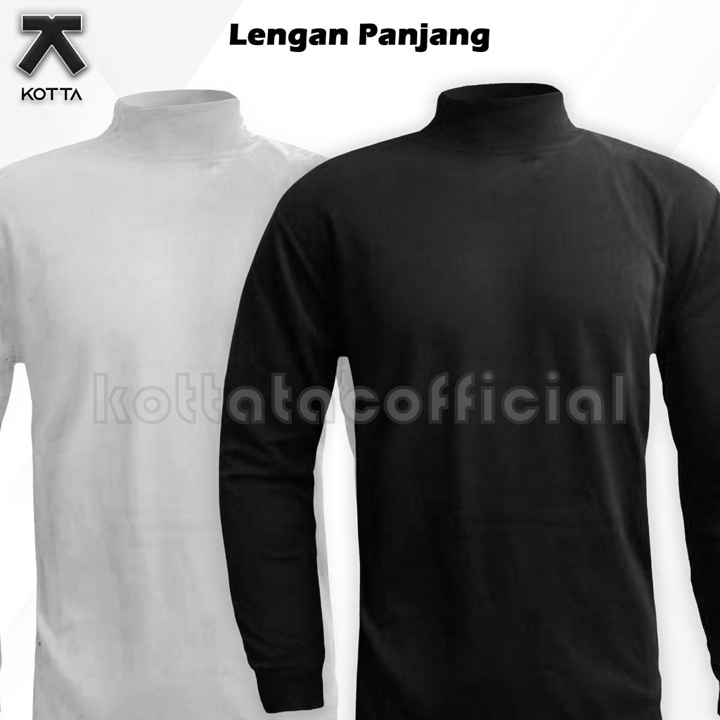 KAOS HITAM KERAH TINGGI LENGAN PANJANG - KAOS TURTLENECK PRIA WANITA - KAOS LEHER TINGGI