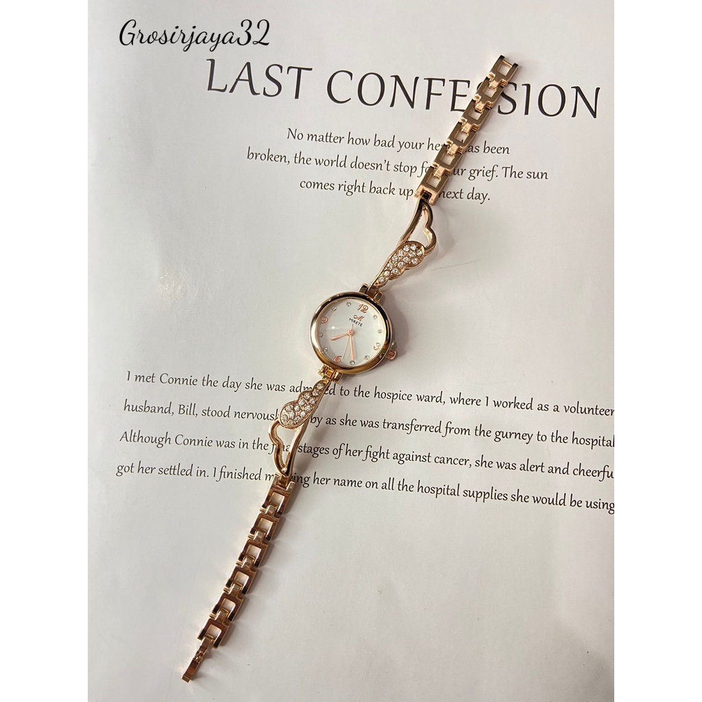 Jam Tangan ANASTASYA Quartz Analog Model Gelang Aksen Berlian Imitasi Mewah Untuk Wanita