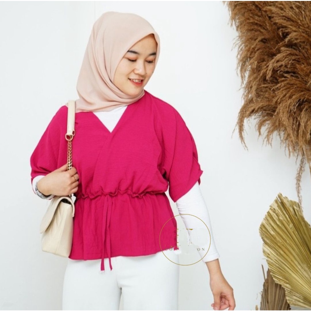 Rebecca Blouse kemeja wanita muslimah airflow crincle deodora