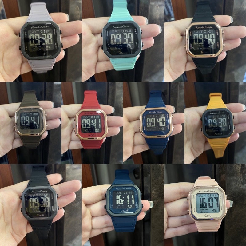 JAM TANGAN WANITA PRIA UNISEX DIGITAL ALEXANDRE CHRISTIE AC9347 AC 9347 LH