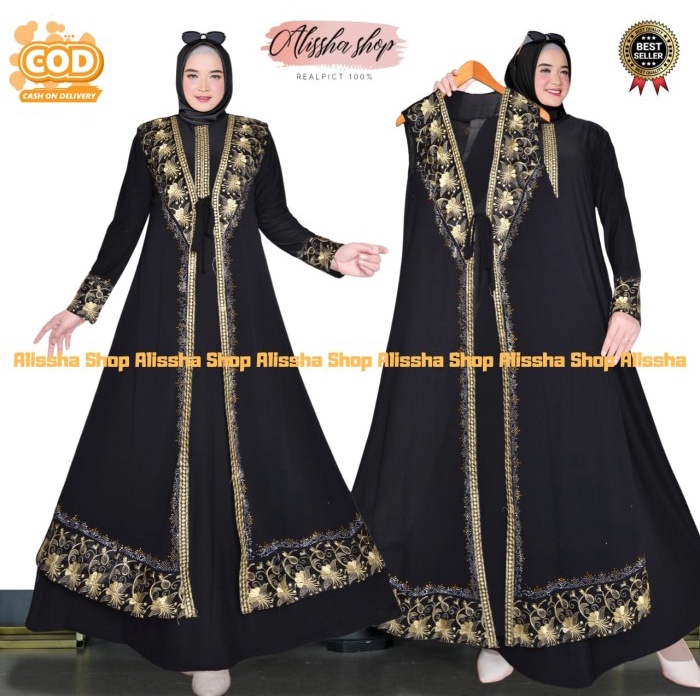 Gamis Gamis Abaya Arab Cardigan / Gamis Abaya Arab Turkey Jersey Premium - Hitam, M(T5C0) BISA COD A