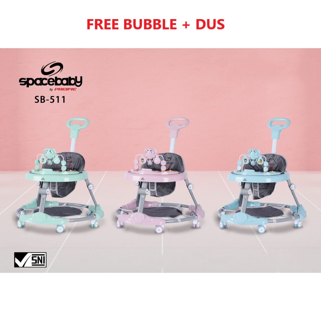 Baby Walker Spacebaby Alat Bantu Jalan SB 511 Musik Terbaru Free Bubble Wrap