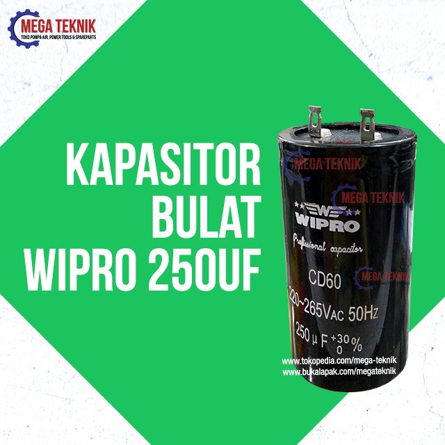 ```````] Kapasitor / Capasitor Bulat Electro Motor Listrik Dinamo Wipro 250 uf