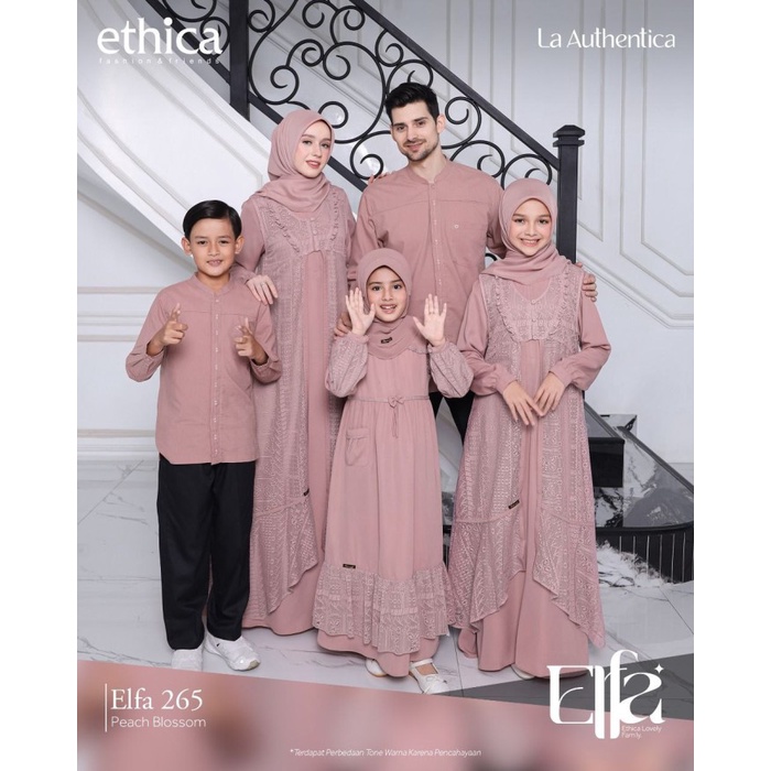 Ethica Elfa Sarimbit Keluarga Couple Dress Koko Elfa 265 Peach Blossom