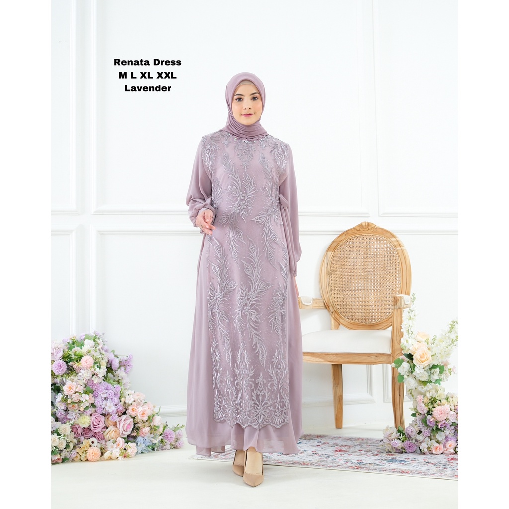 Renata Dress || Gamis Rompi Payet Terbaru || Gamis Wisuda Masa Kini || Seragam Gamis Pesta Modern || Gamis Tille Payet ~ DVN STYLE