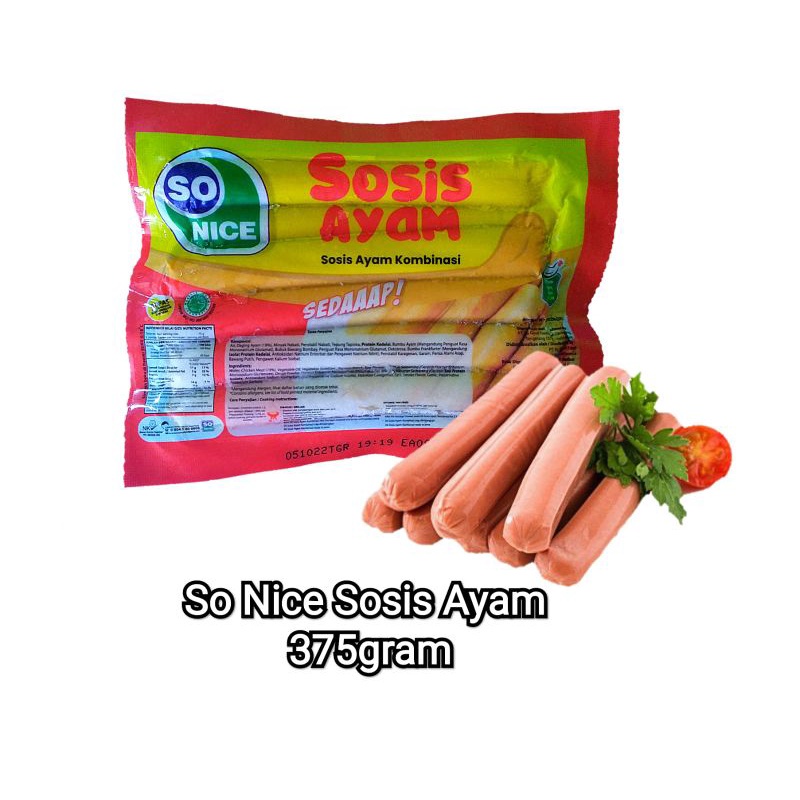So Nice Sosis Ayam Sedaaap 375gr / Sosis Ayama So nice / so nice frozen food / chicken sausage so nice 375gr