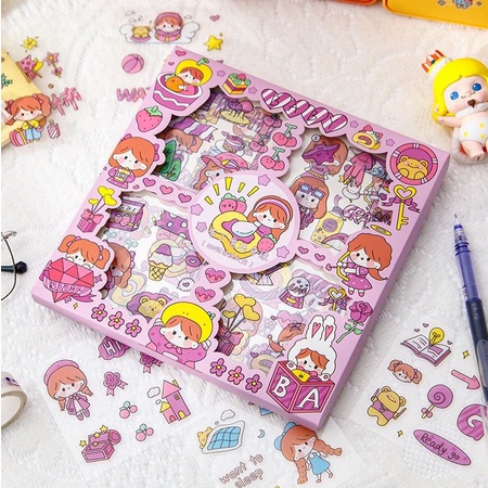 [LB] 100 Lembar Stiker Motif Kartun Korea Lucu Anti Air MOMO - BLING BLING - MASU LUCU Dekorasi Handbook Scrapbook DIY stiker anak perempuan - sticker waterproof sticker VIRAL KOREA