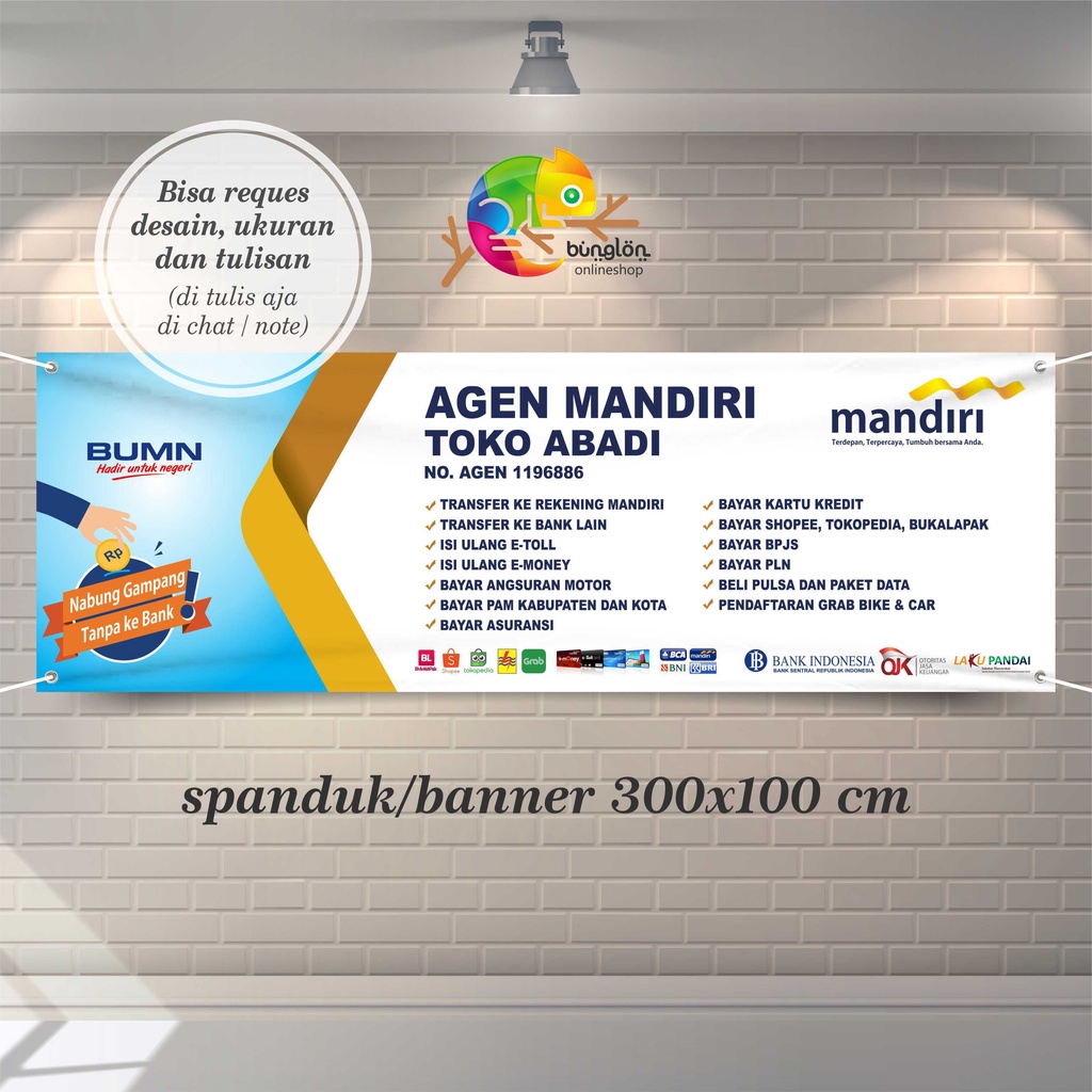 Spanduk, Banner Agen Mandiri Ukuran Besar custom desain