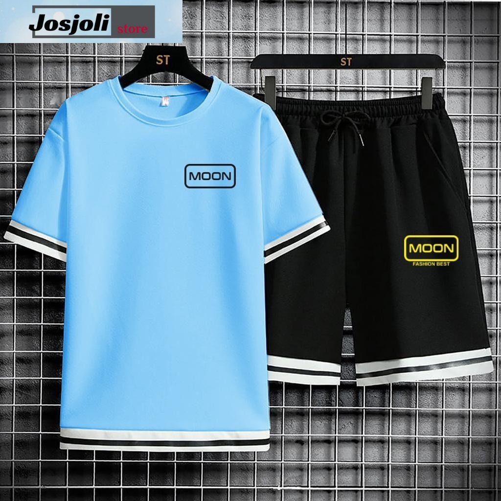 JOSJOLI_STORE/Stelan Moon/Satu Stel Atasan dan Bawahan Pria Dewasa/L XL