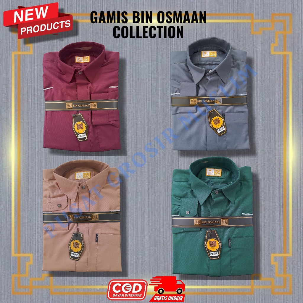 Jubah Pria Gamis Bin Usman Abu Abu / Jubbah Mewah Model Terbaru / Gamis Bin Osmaan Kerah Kemeja