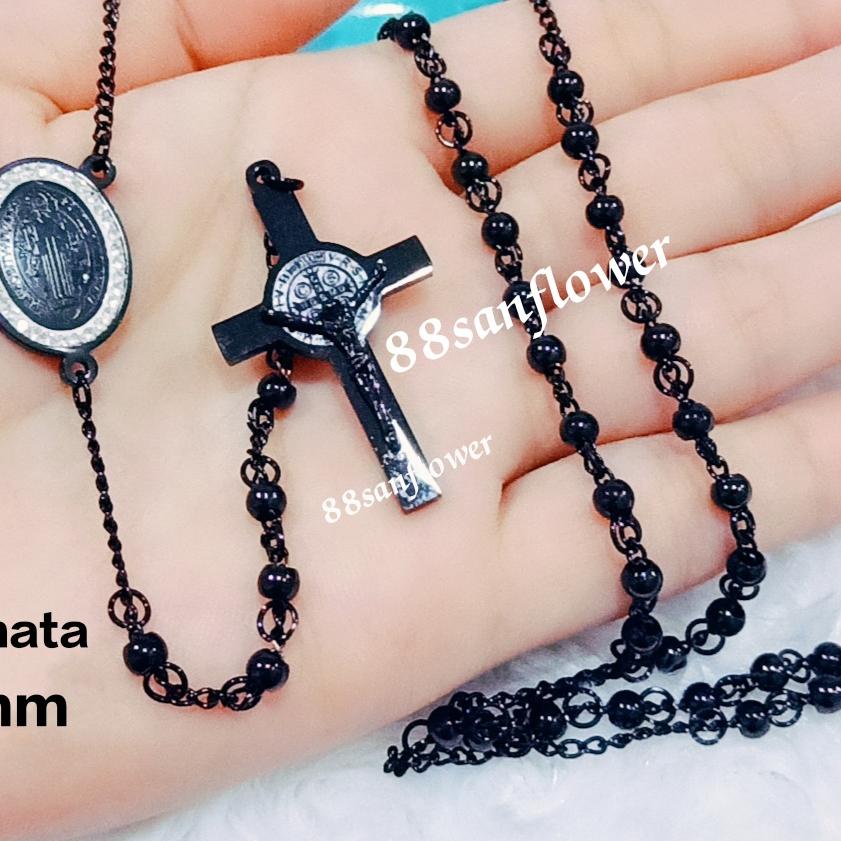 ➩ ROSARIO TITANIUM BLACK Kalung Rosario Titanium Hitam ♪