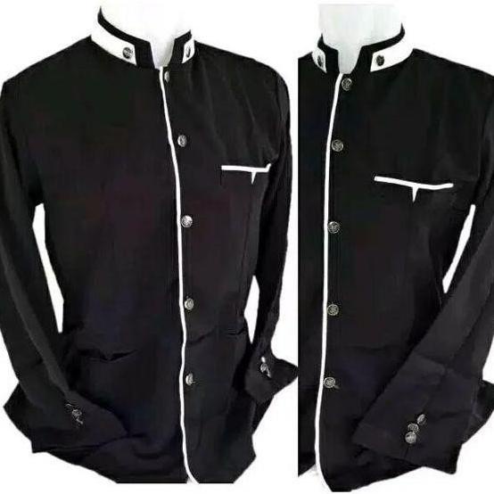 Jasko Polos Hitam List Putih Baju Jasko Pria Dewasa Jas Koko Jasco
