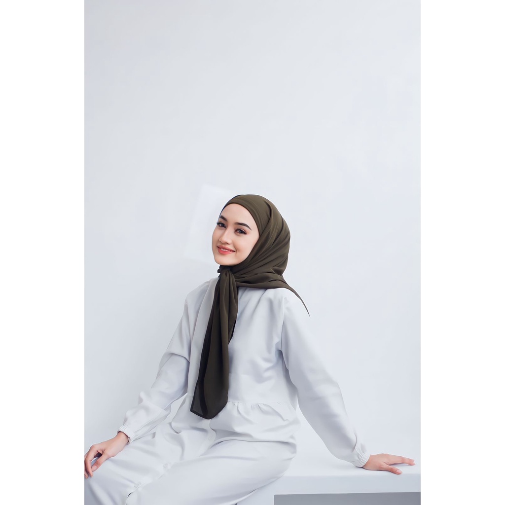 HIJAB JILBAB KERUDUNG SQUARE SEGI EMPAT INSTAN TURKI 2 LAYER-ARMY