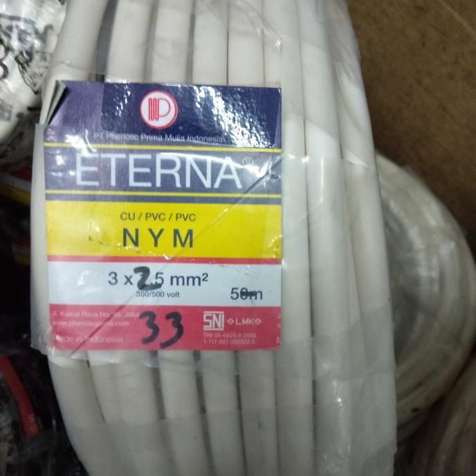 Kabel Eterna 3X2.5 3X2,5 Potongan Nym 30, 31, 32 ,33 ,35, 35 ,36 Meter Sale Best