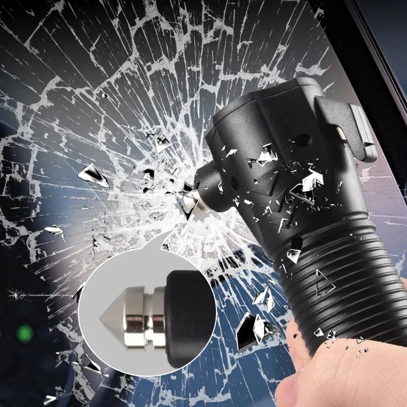 Senter led Pemecah Kaca 4 in 1 Multifungsi USB Rechargeable