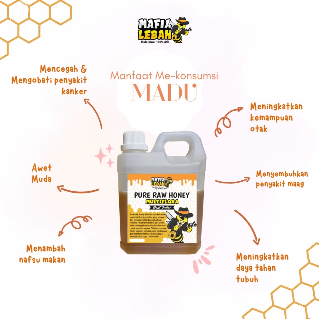 [FREE EMAS] Madu Murni Asli 1kg - 100% Madu Asli - Pure Raw Honey - Nectar Multiflora (1KG)