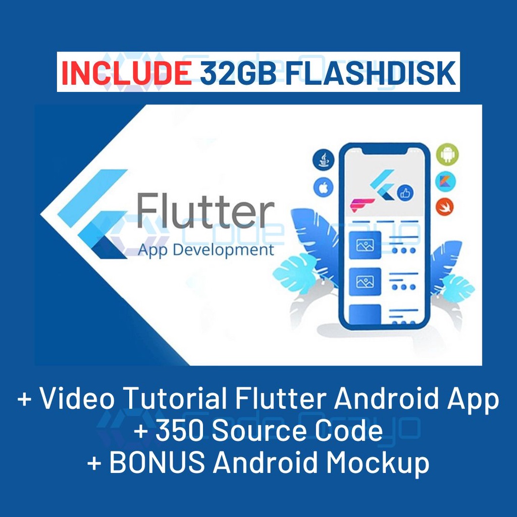 FLASHDISK 32 GB + Video Tutorial Flutter Android App + 350 Source Code