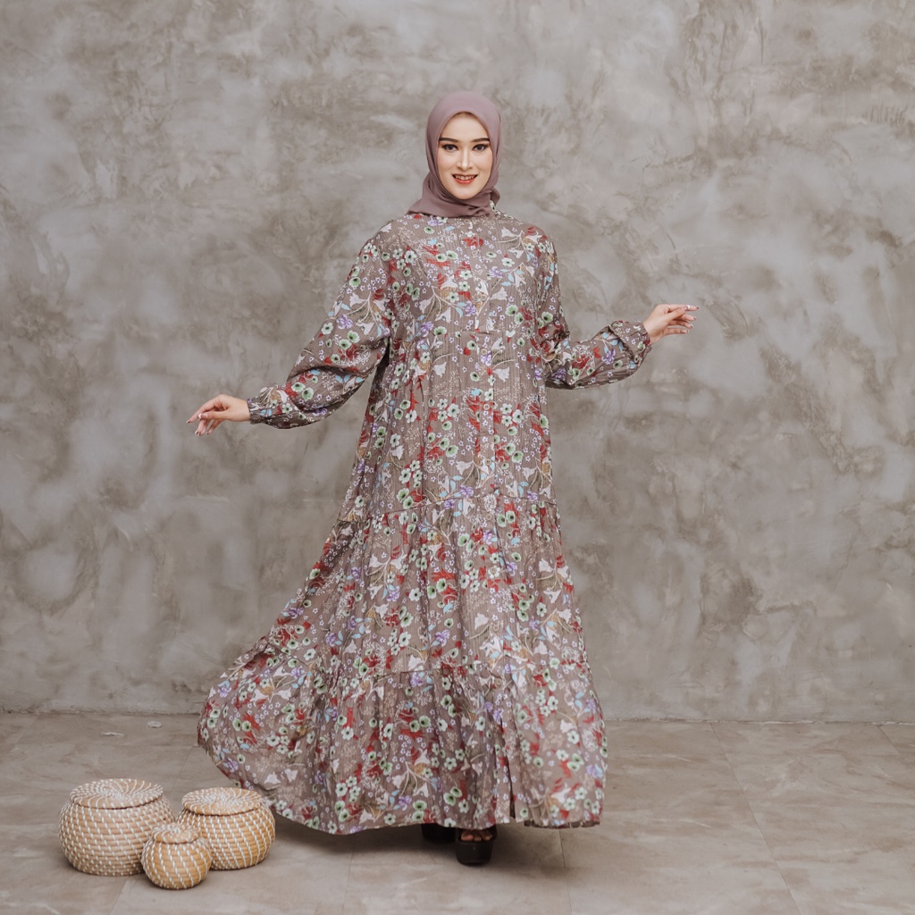 BNL Indonesia Model Bunga Sania Coksu Gamis Dress Kondangan Wanita Model Terbaru Bahan Premium Impor