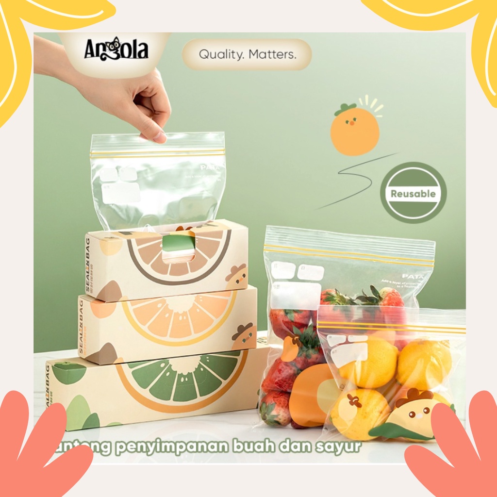 Plastik Ziplock Reusable E57-E59 Fresh Bag Kantong Kulkas Penyimpan Makanan Sayuran