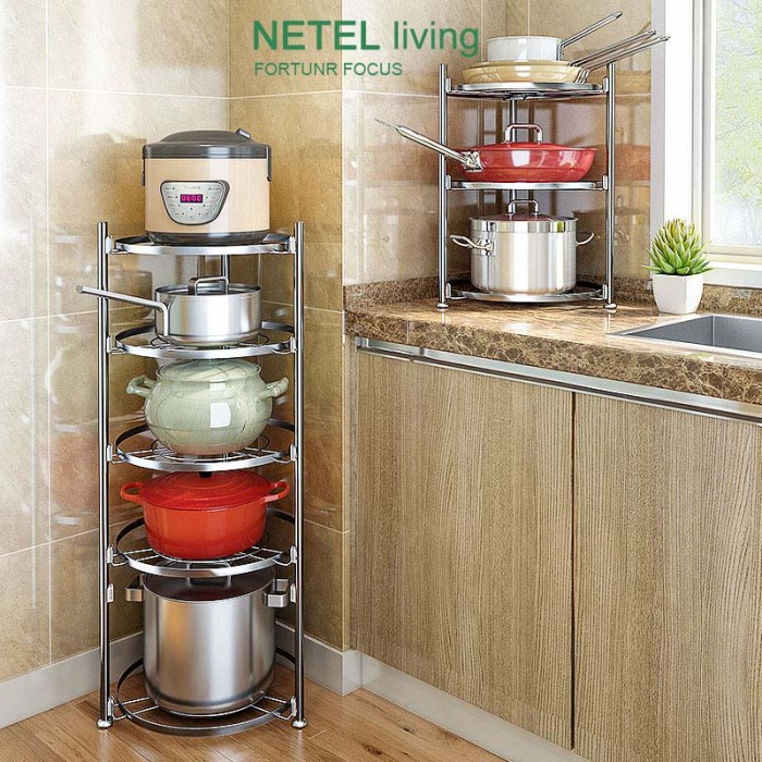 Terlaris Netel Rak Penyimpanan Panci Rak Susun Rak Dapur Stainless Rak Pot