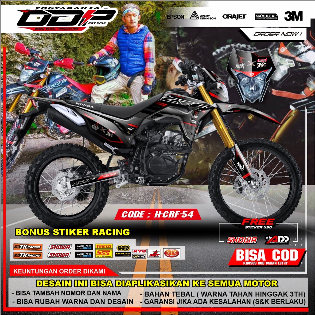 DECAL CRF150L SUPERGLOSY FULL BODY MOTIF IBNU JAMIL DECAL CRF 150 L AKSESORIS VARIASI STICKER MOTOR 